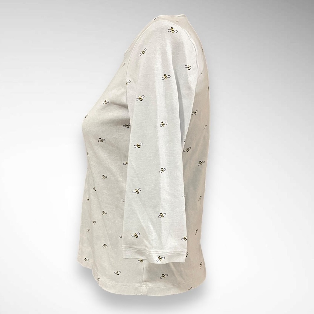 CHRISTOPHER & BANKS White Cotton 3/4 Sleeve With Bee‎ Print Small | GUC - Picture 2 of 5